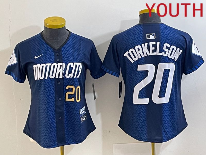 Youth Detroit Tigers #20 Torkelson Blue City Edition Nike 2024 MLB Jersey style 2->youth mlb jersey->Youth Jersey